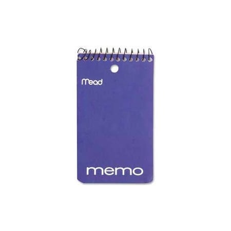 Mead Products Mead Coil Memo Notebook, 3" x 5", College Ruled, Top Wirebound, White, 60 Sheets/Pad 45354